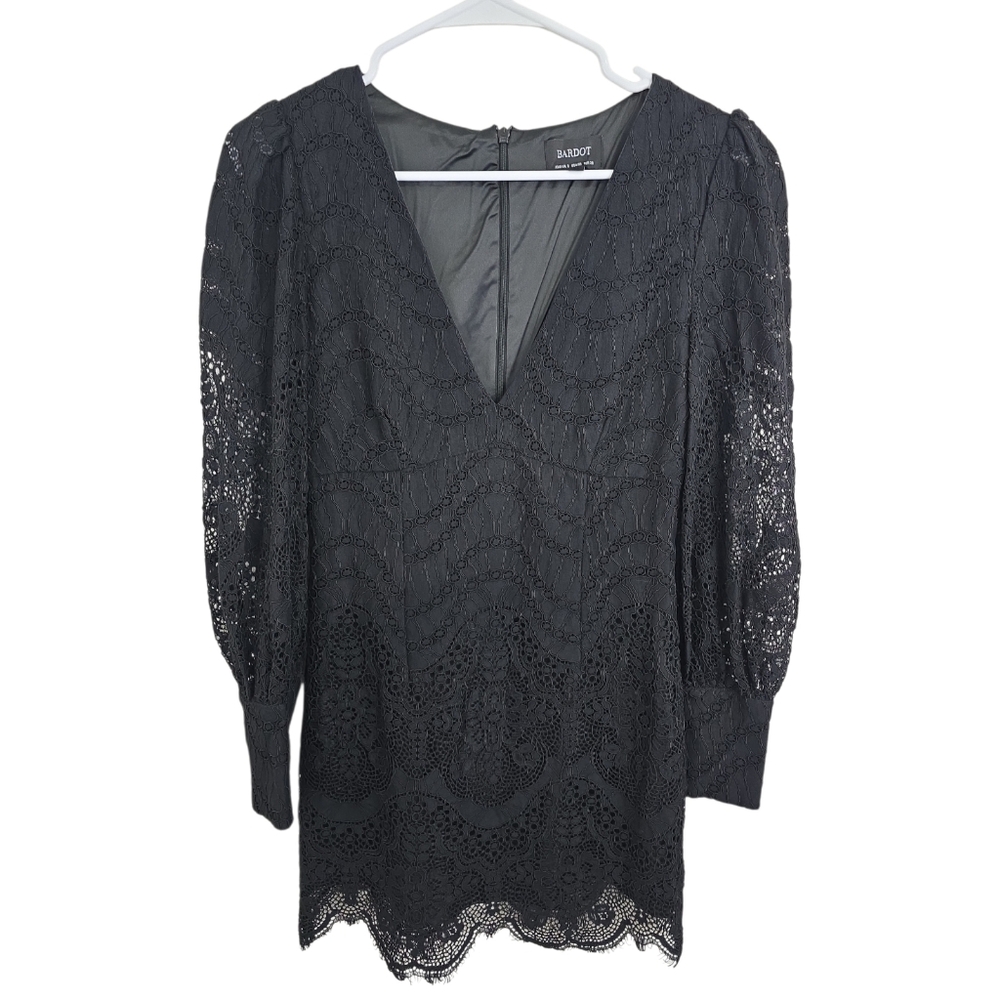 Bardot Aurora Long Sleeve Lace Sweetheart Neckline Mini Dress Size 4/XS
